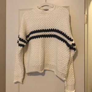 white sweater with stripe